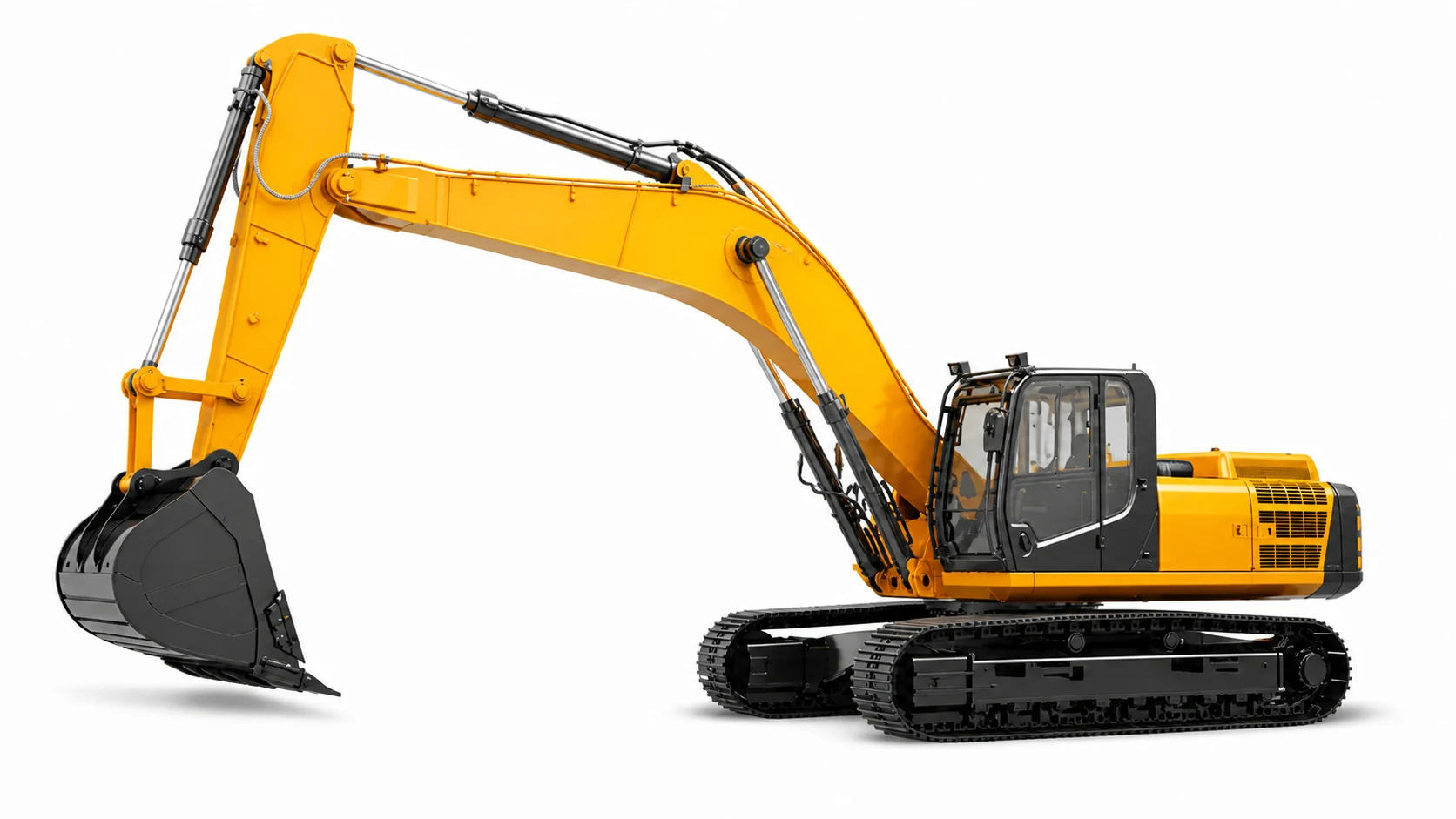 After refurbishment: the excavator repainted and complete (placeholder image)